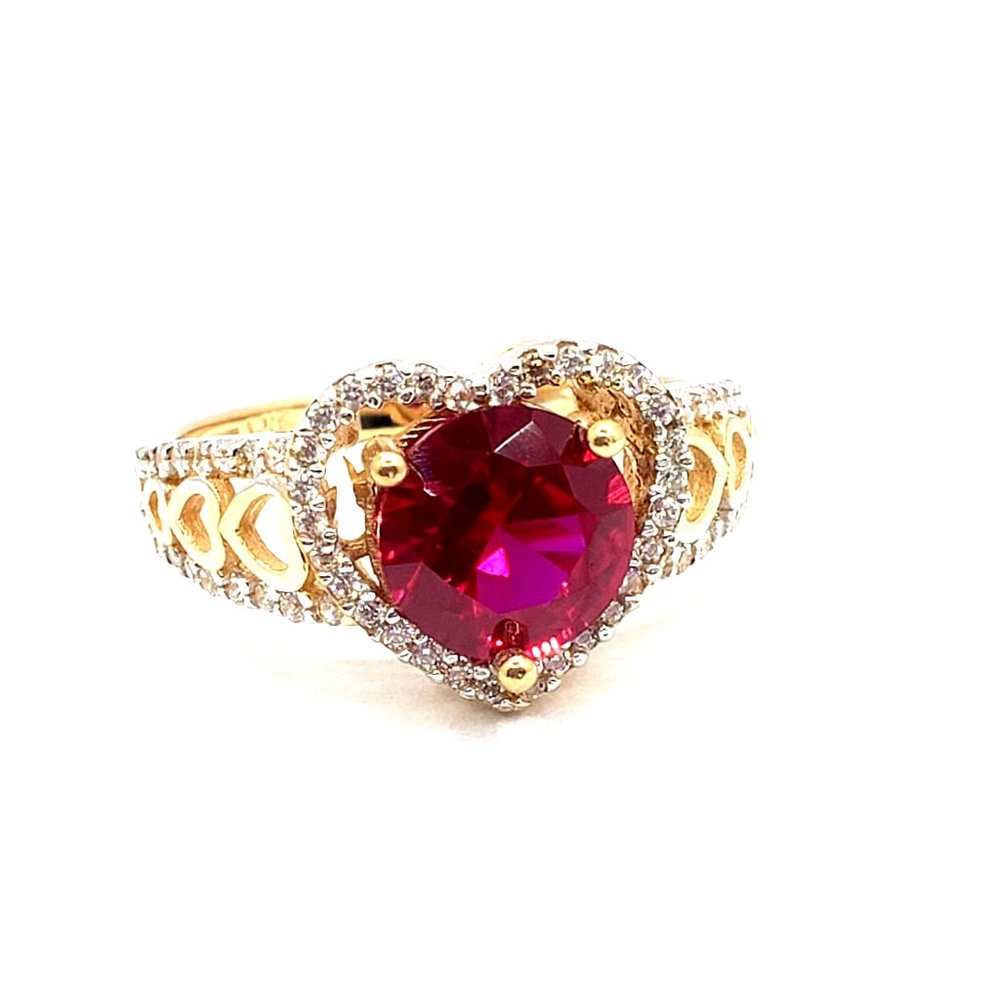 14k REAL GOLD halo ring  heart cut CZ Size 7.5
